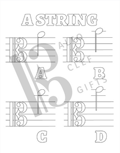Note reading coloring pages DIGITAL DOWNLOAD - violin, viola, and cello