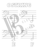 Note reading coloring pages DIGITAL DOWNLOAD - violin, viola, and cello
