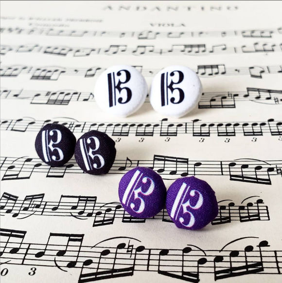 Fabric Button Clef Earrings