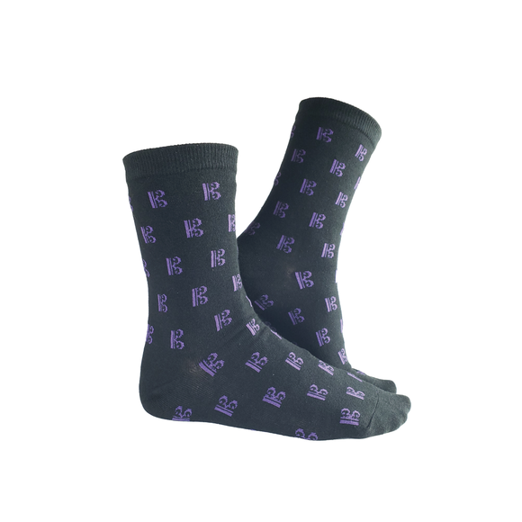 Alto Clef Socks - Black with Purple Clefs
