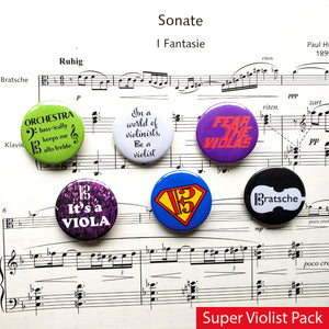 Viola-Themed Pinback Buttons