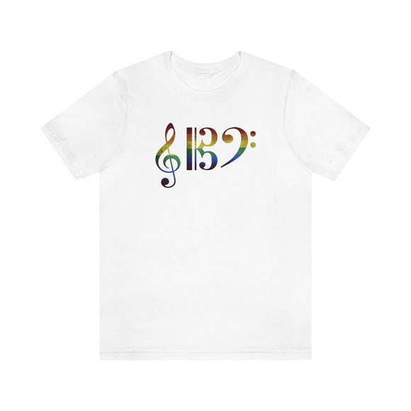 Treble, Alto, and Bass Clefs Rainbow T-Shirt