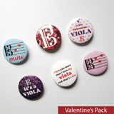 Viola-Themed Pinback Buttons