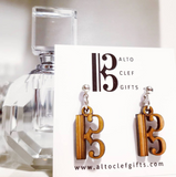 Wooden Alto Clef Earrings